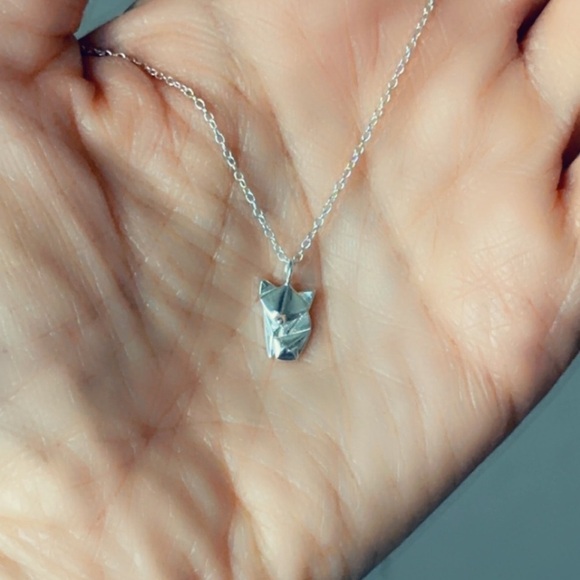 Sterling Silver Origami Fox Necklace - Picture 5 of 9